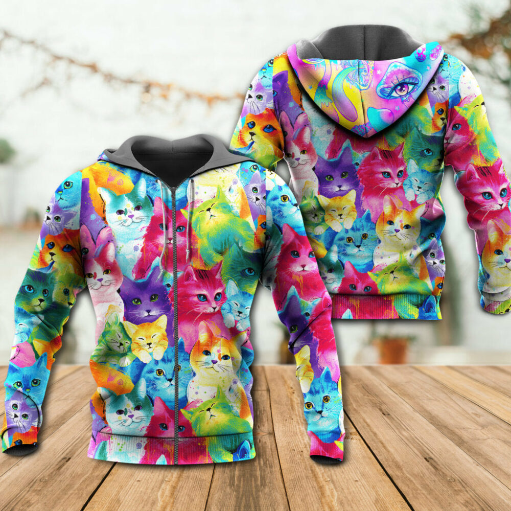 Cat Colorful Little Cute Kitten Happy Life - Hoodie - Owl Ohh - Owl Ohh