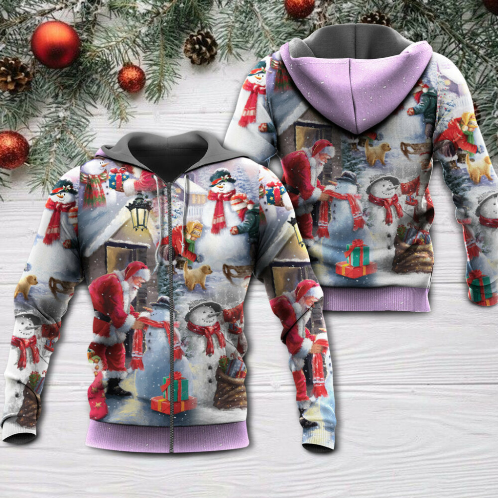 Christmas Santa Claus Build Snowman Gift For You - Hoodie - Owl Ohh - Owl Ohh
