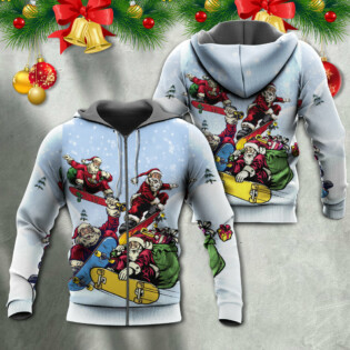 Christmas Santa Skateboard Snow Day - Hoodie - Owl Ohh - Owl Ohh
