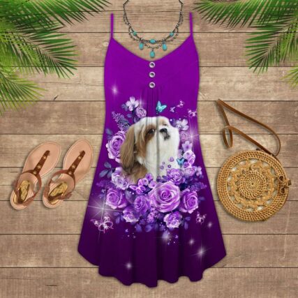 Dog Purple Rose Butterfly Shih Tzu - Summer Dress - Owl Ohh - Owl Ohh