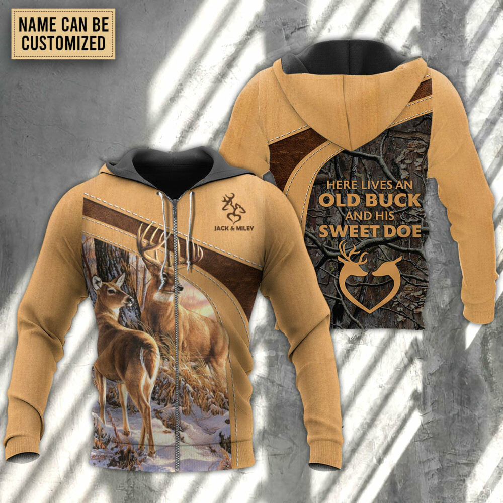Deer Here Lives An Old Buck And His Sweet Doe Personalized - Hoodie - Owl Ohh - Owl Ohh