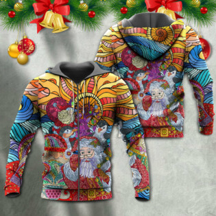 Christmas Santa Colorful Geometry - Hoodie - Owl Ohh - Owl Ohh