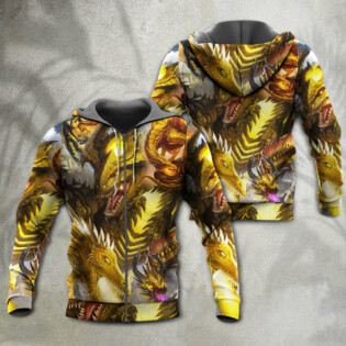 Dragon Gold Skull Lover Fight Art Style - Hoodie - Owl Ohh - Owl Ohh