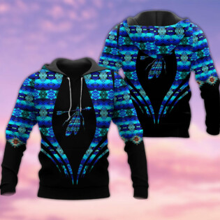 Feather Native American Blue Pattern - Hoodie - Owl Ohh - Owl Ohh