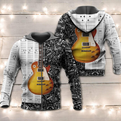 Guitar Bass Musician Black And White - Hoodie - Owl Ohh - Owl Ohh