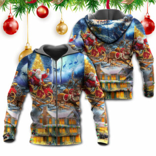 Christmas Santa Claus Snowman Family In Love Light Art Style - Hoodie - Owl Ohh - Owl Ohh