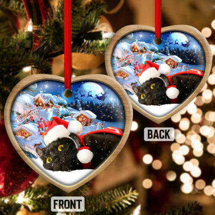 Christmas Black Cat Happy Xmas Light Decor Tree Hanging - Heart Ornament - Owl Ohh - Owl Ohh