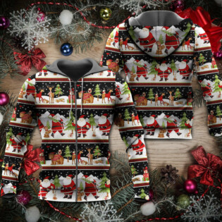 Christmas Happy Night With Santa Reindeer And Bear - Hoodie - Owl Ohh - Owl Ohh