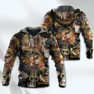Cat Steampunk Art Keep Calm And Steampunk - Hoodie - Owl Ohh - Owl Ohh