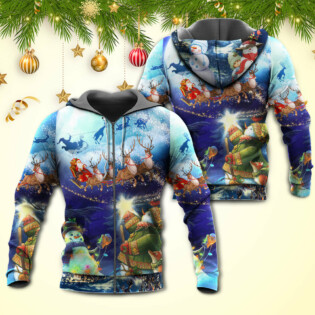 Christmas Rudolph Santa Claus Reindeer Snowman Light Art Style - Hoodie - Owl Ohh - Owl Ohh