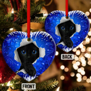 Christmas Black Cat Xmas Decor Tree Hanging - Heart Ornament - Owl Ohh - Owl Ohh