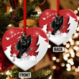 Christmas Black Cat Love Xmas Paper Cut Decor Tree Hanging - Heart Ornament - Owl Ohh - Owl Ohh