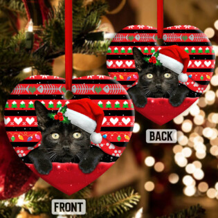 Christmas Black Cat Funny Xmas Decor Tree Hanging - Heart Ornament - Owl Ohh - Owl Ohh
