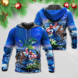 Christmas Santa Riding A Dragon - Hoodie - Owl Ohh - Owl Ohh