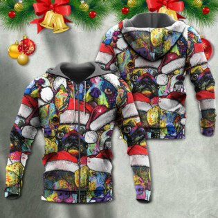 Christmas Dog Colorful Draw With Love - Hoodie - Owl Ohh - Owl Ohh
