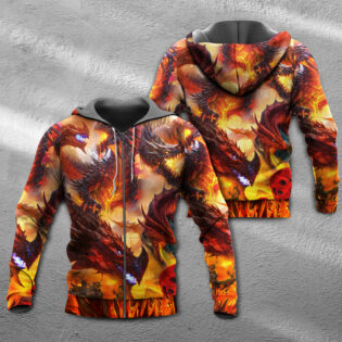 Dragon Red Skull Fire Art Style - Hoodie - Owl Ohh - Owl Ohh