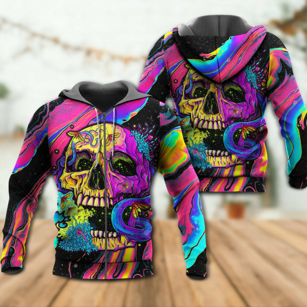 Skull And moth Night Butterfly Neon Style - Hoodie - Owl Ohh - Owl Ohh