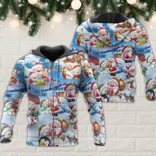 Santa And Snowman Christmas Holiday - Hoodie - Owl Ohh - Owl Ohh