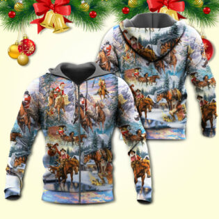 Christmas Santa Claus Riding Horse Snow Mountain - Hoodie - Owl Ohh - Owl Ohh