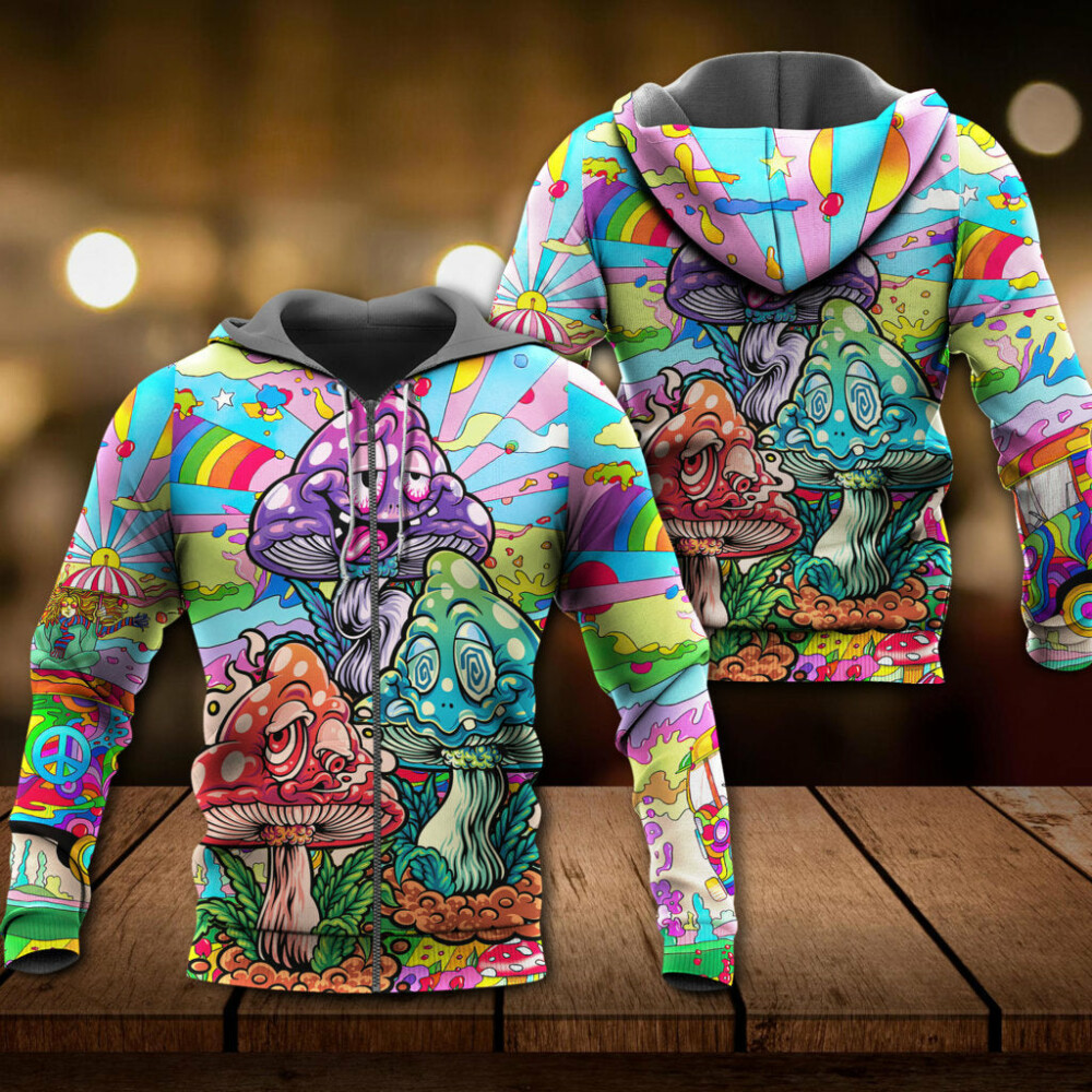 Hippie Mushroom Colorful Hippie Happy Life - Hoodie - Owl Ohh - Owl Ohh