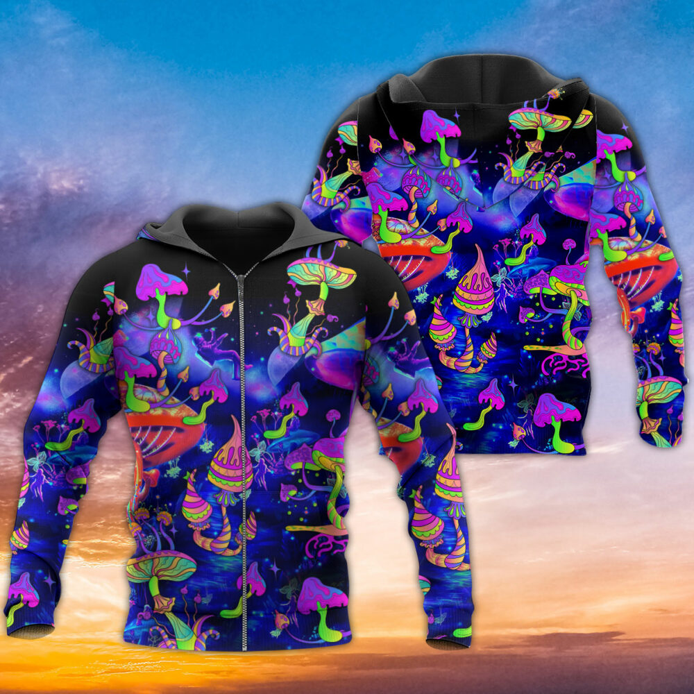 Hippie Mushroom Galaxy Neon Colorful Art - Hoodie - Owl Ohh - Owl Ohh