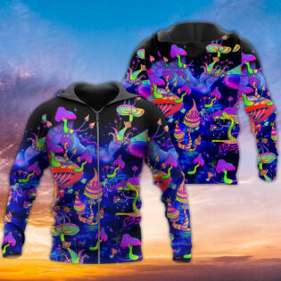 Hippie Mushroom Galaxy Neon Colorful Art - Hoodie - Owl Ohh - Owl Ohh