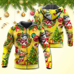 Christmas Funny Snowman Happy Christmas Tree Yellow Light - Hoodie - Owl Ohh - Owl Ohh