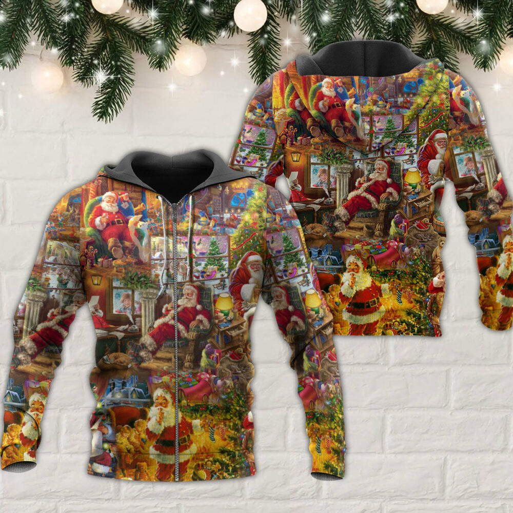 Santa Christmas Happy Holiday Season Of Joy - Hoodie - Owl Ohh - Owl Ohh