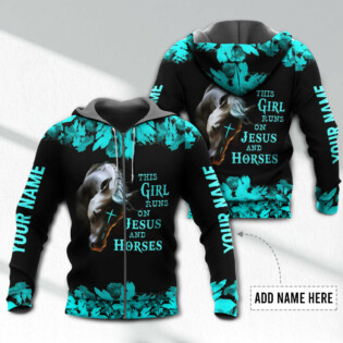 Horse This Girl Runs On Jesus And Horse Personalized - Hoodie - Owl Ohh - Owl Ohh