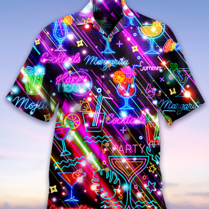 Cocktail Happy Hour Neon Style Amazing - Hawaiian Shirt - Owl Ohh - Owl Ohh