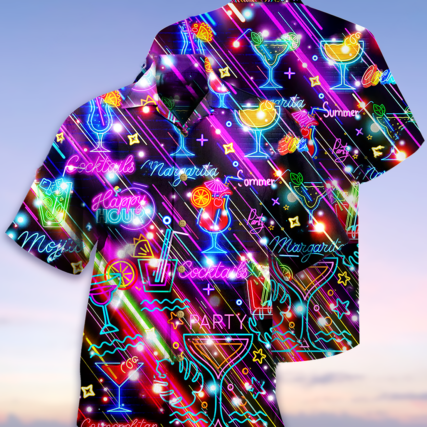 Cocktail Happy Hour Neon Style Amazing - Hawaiian Shirt - Owl Ohh - Owl Ohh
