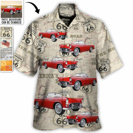 Route 66 Car Racing Love Road Custom Photo - Hawaiian Shirt - Personalized Photo Gifts for men and women, kids - Owl Ohh