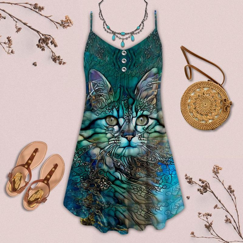 Cat Love Summer Vibes Cool - Summer Dress - Owl Ohh - Owl Ohh