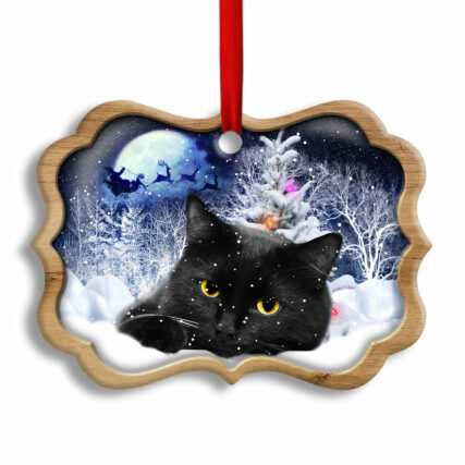 Christmas Black Cat Love Xmas Light Decor Tree Hanging - Horizontal Ornament - Owl Ohh - Owl Ohh
