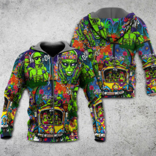 Hippie Space Alien Smoking Weed - Hoodie - Owl Ohh - Owl Ohh