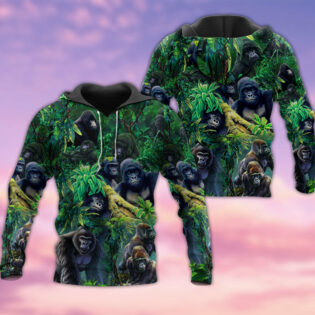 Animal Family Of Gorillas In The Green Jungle - Hoodie - Owl Ohh - Owl Ohh