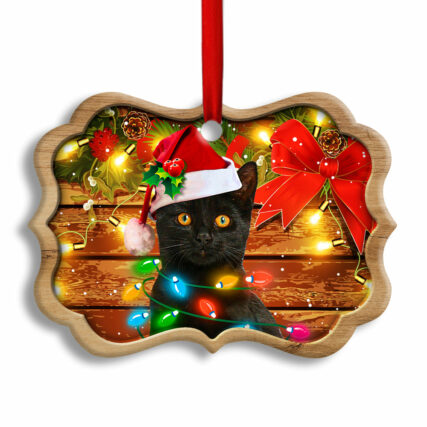 Christmas Black Cat Funny Xmas Light Decor Tree Hanging - Horizontal Ornament - Owl Ohh - Owl Ohh
