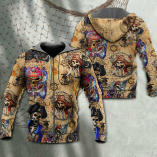 Skull Pirate Hunting Treasure Map - Hoodie - Owl Ohh - Owl Ohh