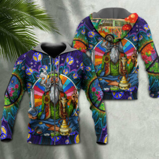 Hippie Peace Sign Old Man Smoking Weed - Hoodie - Owl Ohh - Owl Ohh