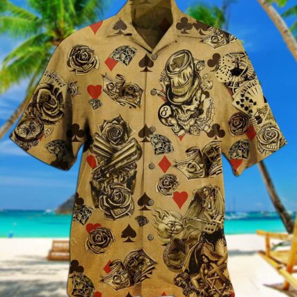 Gambling Flowers Skull - Hawaiian Shirt - Owl Ohh - Owl Ohh