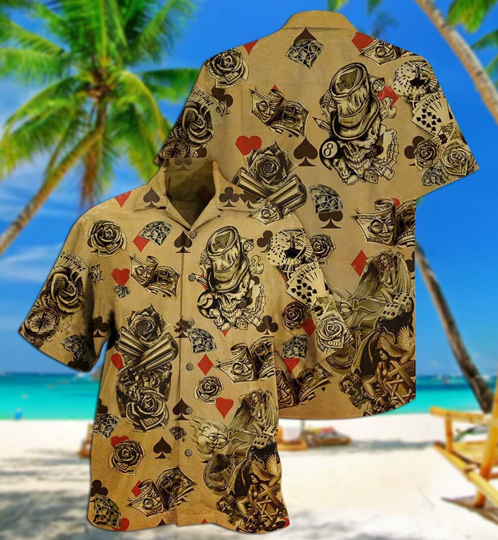 Gambling Flowers Skull - Hawaiian Shirt - Owl Ohh - Owl Ohh