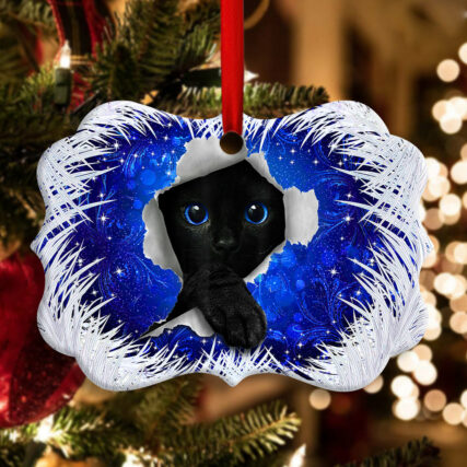 Christmas Black Cat Xmas Decor Tree Hanging - Horizontal Ornament - Owl Ohh - Owl Ohh