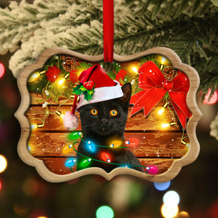 Christmas Black Cat Funny Xmas Light Decor Tree Hanging - Horizontal Ornament - Owl Ohh - Owl Ohh