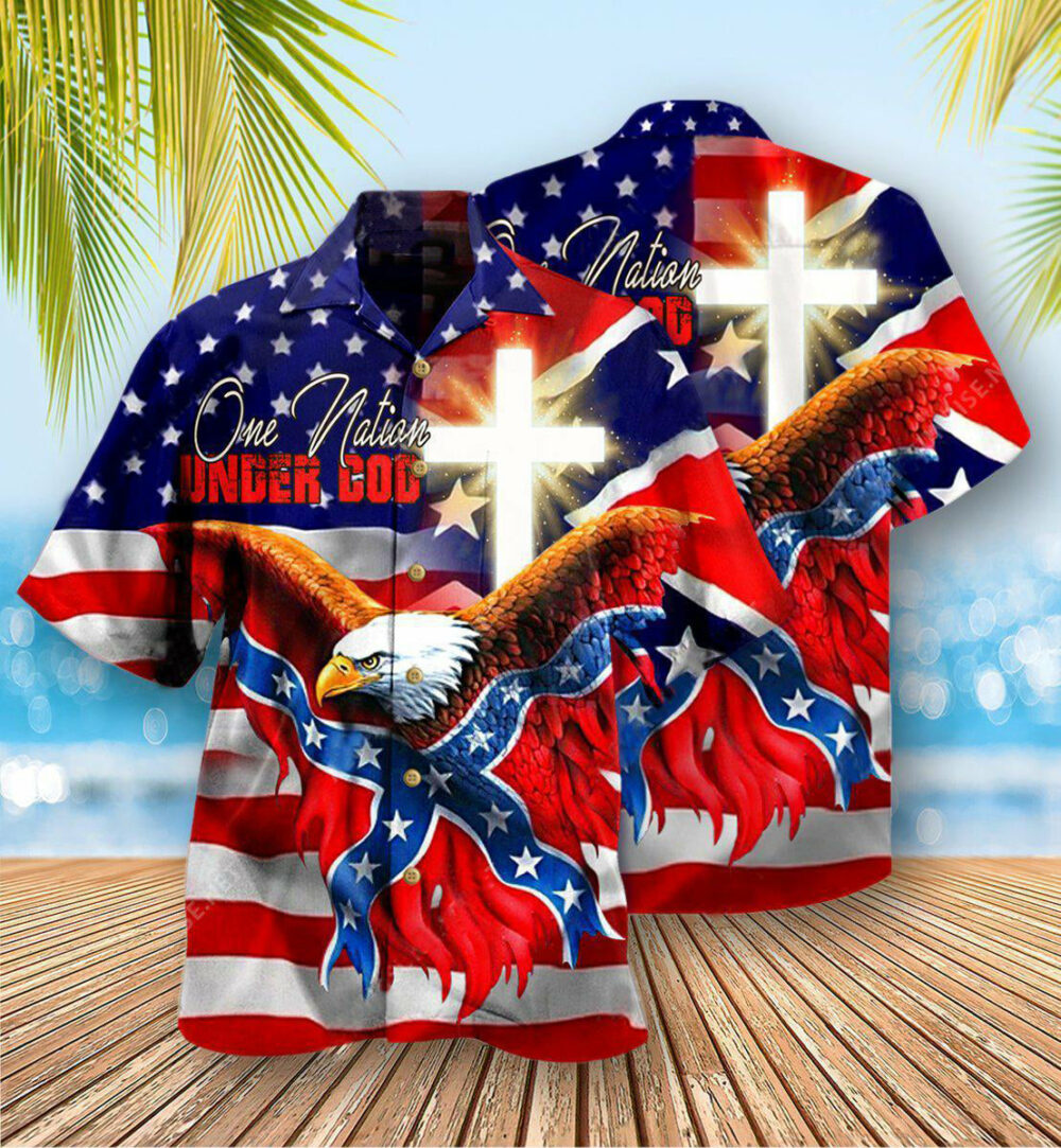 America One Nation Under God Patriotism - Hawaiian Shirt - Owl Ohh - Owl Ohh