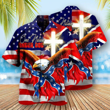 America One Nation Under God Patriotism - Hawaiian Shirt - Owl Ohh - Owl Ohh