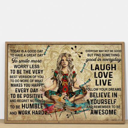 Yoga Love Peace Today Is A Good Day - Horizontal Poster - Owl Ohh - Owl Ohh