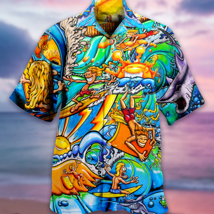 Surfing Happy Life - Hawaiian Shirt - Owl Ohh - Owl Ohh