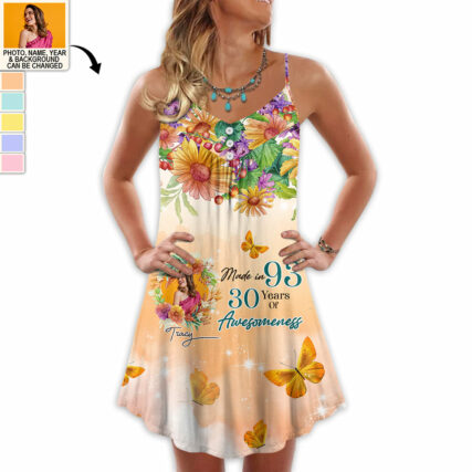 Made In 83 40 Years Of Awesomeness Beautiful Gift Custom Photo Personalized - V-neck Sleeveless Cami Dress - Personalized Photo Gifts - Owl Ohh