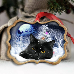 Christmas Black Cat Love Xmas Light Decor Tree Hanging - Horizontal Ornament - Owl Ohh - Owl Ohh