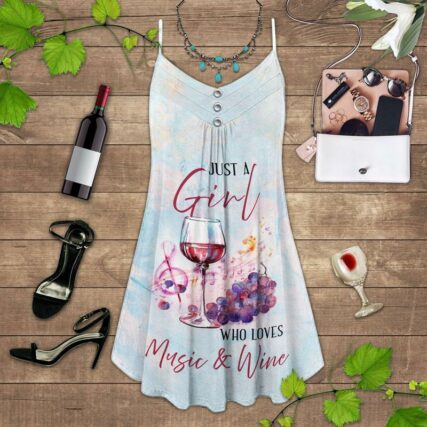 Wine And Summer Vibes Who Loves Music And Wine - Summer Dress - Owl Ohh - Owl Ohh